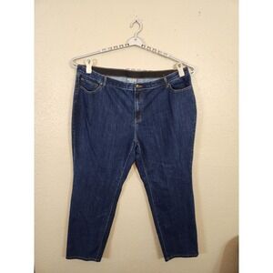 Catherines Denim‎ Cropped Pants Stretch Pull On Dark Wash Plus Size 26W